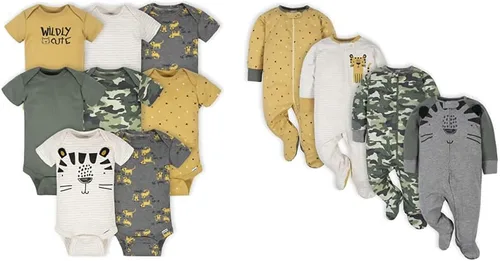 Vista 10 de Gerber Paquete de 8 mamelucos de manga corta y paquete de 4 ropa Sleep 'N Play Animales (Animals)