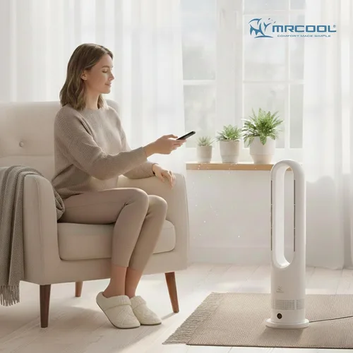 Vista 7 de MRCOOL MrBreeze 4K BTU - Ventilador de torre de calefacción y refrigeración sin aspas, calentador eléctrico portátil silencioso para interiores