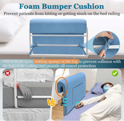 Vista 3 de Fundas para rieles de cama de hospital, almohadillas acolchadas de espuma para riel de cama, almohadillas protectoras de caídas para adultos
