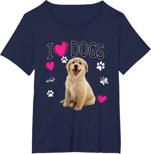 Vista 16 de Camiseta I Love Dogs - Camiseta Golden Labrador retriever, Azul Negro