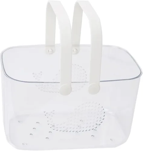 Vista 10 de Cesta de ducha de plástico de gran capacidad, mango fácil de limpiar para organización de baño, pescado rosa