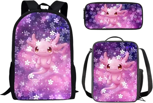 Vista 36 de Paquete de 3 bolsas escolares con estampado de bandera estadounidense para niños, mochila de gran capacidad para laptop, con cremallera, estuche