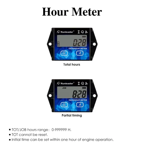 Vista 2 de Medidor digital de mantenimiento de horas tácticas con luz de fondo Batería incorporada, impermeable, programable, patrones de disparo de motor, uso