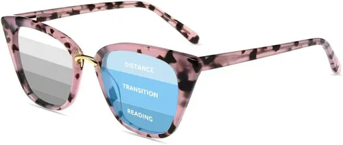 Vista 5 de Firmoo Photochromic Progressive Multifocus Reading Glasses Vintage Cateye Blue Light Blocking Eyeglasses UV400 Sun Reader