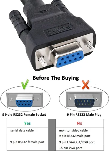 Vista 3 de DTech DB9 RS232 - Cable serie hembra a hembra, cable de módem nulo, línea cruzada TX/RX para comunicación de datos (6 pies, negro)