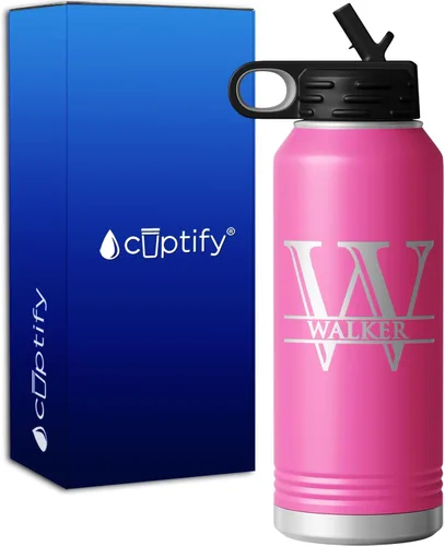 Vista 118 de Vaso personalizado de regalo de cumpleaños para mujeres y hombres, con monograma de escritura dividida, inicial y nombre grabado en negro, taza