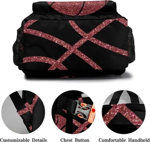 Vista 5 de Mochila escolar personalizada de baloncesto deportiva para niños, bolsas de viaje casuales para estudiantes, niñas y niños, Diseño 7