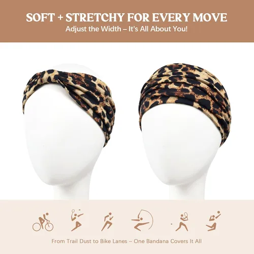 Vista 7 de Awumbuk Diademas anchas para mujeres anudadas antideslizantes bandas para la cabeza suaves diadema turbante accesorios para el cabello boho africano