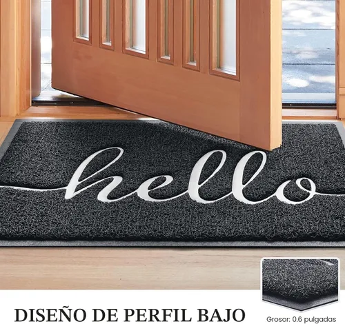 Vista 3 de Tapete para Puerta (30"x17.5", Negro), Tapete de Bienvenida de Perfil Bajo Tapete de Entrada Tapete de Piso Alfombras Antideslizantes para Entrada