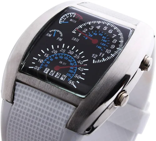 Vista 2 de FANMIS Reloj de pulsera deportivo Cobra LED de silicona con esfera triangular de hierro para hombre, Digital