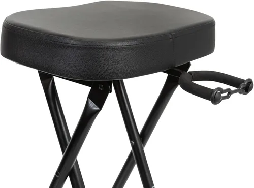 Vista 10 de Gator Frameworks Silla plegable para guitarra con asiento acolchado y colgador de guitarra montado en la parte trasera, (GFW-GTRSTOOL)