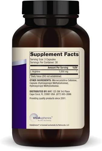 Vista 2 de Dr. Mercola L-Arginina Advanced, 30 porciones (90 cápsulas), 1,000 mg por porción, suplemento dietético, apoya la producción de energía, sin OMG