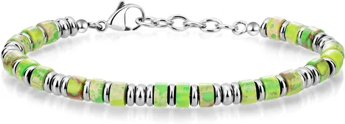 Vista 8 de SIUMAL Pulsera para hombre, pulseras bohemias de acero inoxidable para hombres, pulseras de cuentas, regalos de joyería para marido, padre, amigos