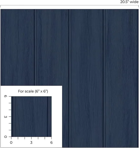 Vista 8 de Papel pintado prepegado con panel de madera sintética (azul naval)