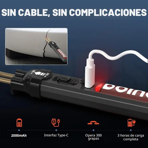 Vista 3 de Kit de Soldador de Plástico Inalámbrico, DOINOW Kit de Soldadura de Plástico Portátil con 300 Grapas de Plástico Caliente, Carga USB-C, Kit