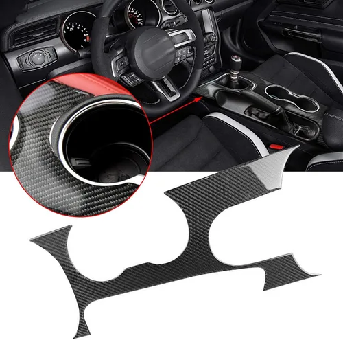 Vista 16 de Xotic Tech - Cubierta para panel de cambio de marchas, fibra de carbono suave auténtica, compatible con Ford Mustang 2015-2023 Negro carbón