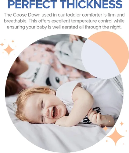 Vista 3 de Continental Bedding Edredón para niños pequeños, inserto de edredón de plumón 100% blanco, manta de dormir con funda de algodón, se adapta a una