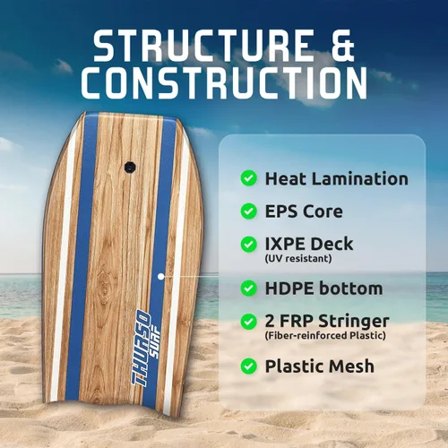 Vista 2 de THURSO SURF Quill 42'' Tabla de bodyboard ligera y duradera con núcleo EPS, cubierta IXPE, base pulida de HDPE, puntal FRP, cola crescent, doble