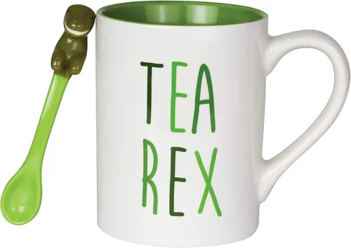 Vista 3 de Enesco Our Name is Mud Tea-Rex - Taza y cuchara, juego de 2 piezas, multicolor