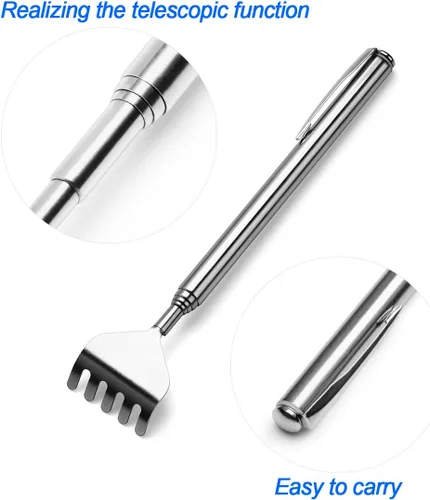 Vista 3 de Rascador extensible con garra, de metal, portátil, telescópico, paquete de 8 unidades para hombres y mujeres