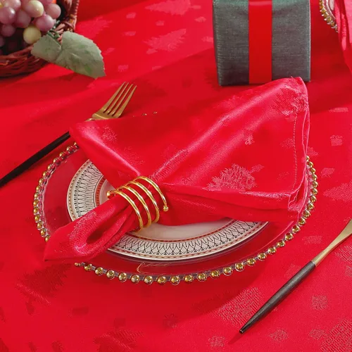 Vista 9 de SASTYBALE Mantel de Navidad rectangular, mantel de jacquard a prueba de derrames y resistente a las arrugas, con patrones de árbol de Navidad