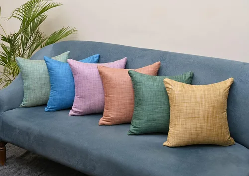 Vista 8 de Almohadas decorativas para sofá cama, almohadas decorativas de sala de estar, almohadas rústicas, fundas de almohada sólidas de seda