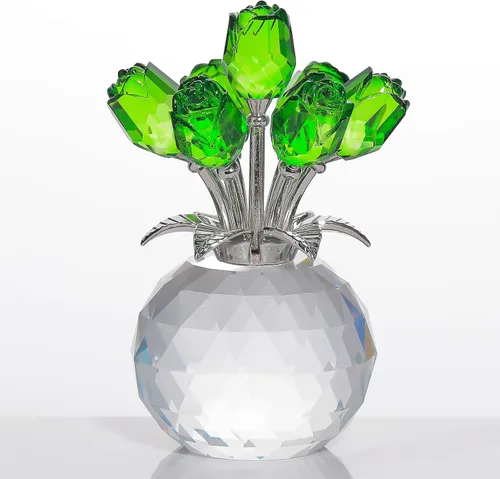 Vista 14 de Movdyka Figura de cristal de rosa negra con jarrón, ramo de flores, regalos para esposa, novia, mujer, rosas negras falsas, decoración gótica