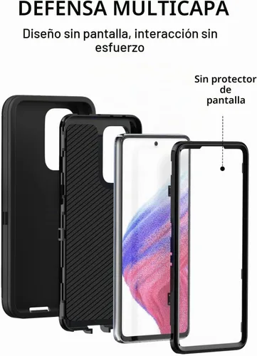 Vista 3 de AICase Funda para Galaxy A53 5G, resistente protección contra caídas, cuerpo completo, resistente a los golpes, a prueba de polvo, militar Negro