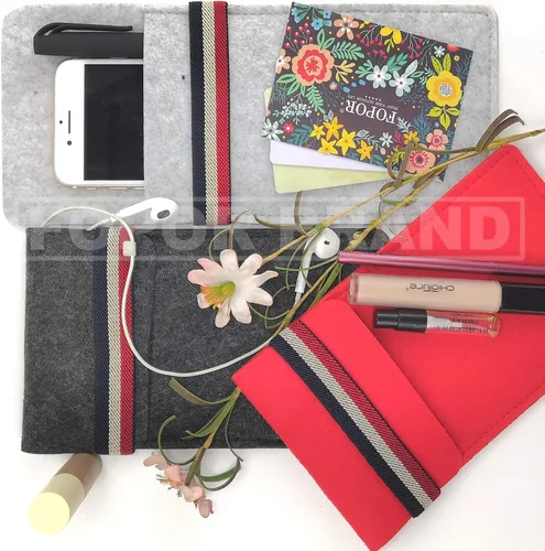 Vista 6 de Bolsa de almacenamiento de fieltro para teléfono celular, cartera protectora de fieltro para tarjetas de teléfono celular, bolígrafos para efectivo