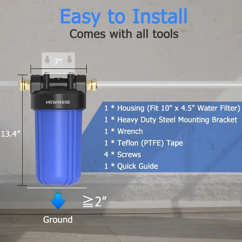Vista 4 de WHB10 - Carcasa de filtro de agua para toda la casa, se adapta a filtros de sedimentos de 10 x 4.5 pulgadas, etc. para agua de pozos y ciudades