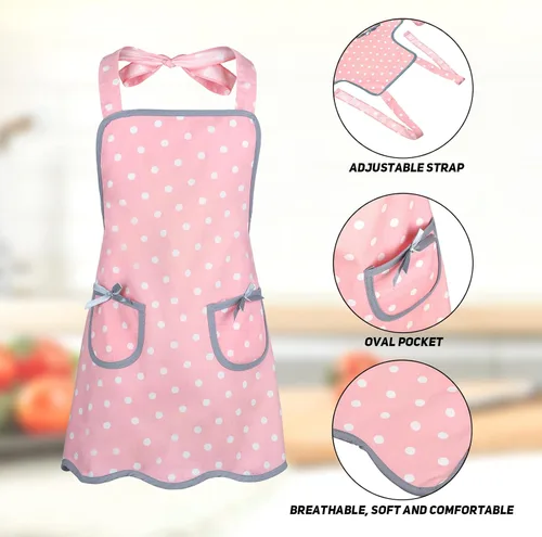 Vista 4 de G2PLUS Delantales de algodón para niñas de 2 a 5 años, delantal para niños, ideal para hijas y niñas de arena