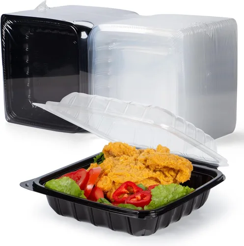 Vista 20 de YANGRUI Contenedores para Alimentos de 9 x 6 pulgadas, 28 onzas, paquete de 50 unidades – Envuelto en Plástico PP Relleno de Minerales Libre de BPA