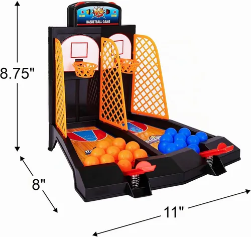 Vista 4 de ArtCreativity Mini Basketball Tabletop Game with 20 Mini Balls or 24 Replacement Balls, 2-Player Desktop Arcade Basketball Toy for Kids and Adults