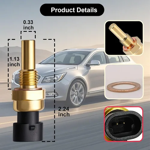 Vista 3 de Sensor de temperatura del refrigerante del motor, sensor de temperatura de refrigerante de repuesto estándar para monitoreo térmico preciso