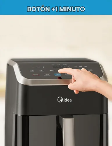 Vista 4 de Midea Freidora de aire de 5.5 cuartos de galón con ventana transparente, tecnología Rapid Air, 9 menús preestablecidos para comidas rápidas y Negro
