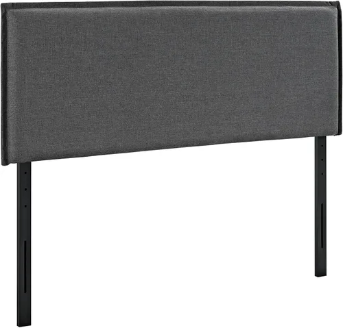 Vista 6 de Modway Camille - Cabecera tapizada de tela de lino en color gris con ribete francés