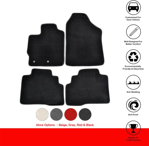 Vista 2 de IKON MOTORSPORTS - Alfombrillas compatibles con Toyota Yaris 2007-2012, 4Dr Factory Fitment, alfombrillas delanteras y traseras de nailon por IKON