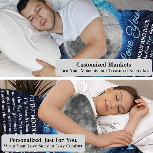 Vista 4 de TURMTF Manta personalizada con foto para mamá de hija e hijo, regalos de boda personalizados para ella, él, pareja, esposa, marido, novia, novio