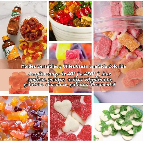 Vista 7 de Moldes de silicona para gomitas de oso, 32 unidades, molde antiadherente para dulces de chocolate, 18 formas para 327 dulces, con 4 goteros, cepillo