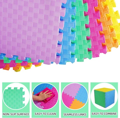 Vista 3 de BalanceFrom Azulejo de Espuma EVA Entrelazada para Ejercicio de 24 x 24 pulgadas – Piso de Rompecabezas Antideslizante para Gimnasio en Casa