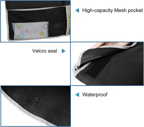 Vista 7 de UNUSTRENGH - Organizador de maletero para asiento trasero de automóvil, organizador plegable de carga con 6 bolsillos grandes y 3 correas ajustables