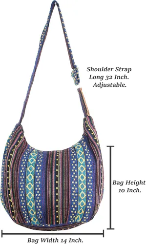 Vista 7 de Your Cozy Hobo - Bolso bandolera para mujer, bolso cruzado tailandés con correa ajustable
