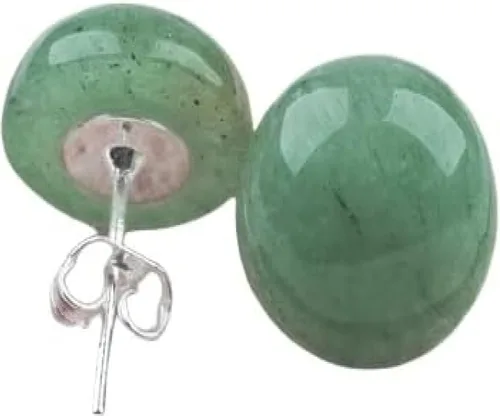 Vista 12 de Natural Gemstone Studs - Real Jade Jewelry for Women - Sage Light Green Stone Earrings - Hypoallergenic - Ball Earring Post Small 6mm, 8mm - Lapis