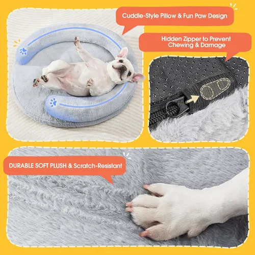 Vista 5 de BurgeonNest - Cama ortopédica para perros grandes, sofá suave impermeable con almohada, cama con respaldo, funda extraíble y lavable, base