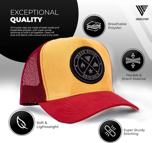 Vista 161 de Urban Effort Gorra trasera de malla, para hombres y mujeres, gorra de béisbol de 5 paneles, gran cierre a presión para caza y senderismo