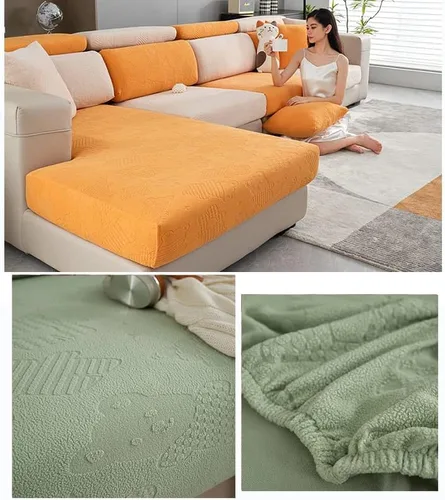 Vista 6 de Funda elástica para cojín de asiento de sofá, protector de muebles, funda de repuesto para cojín individual con bandas elásticas, protector