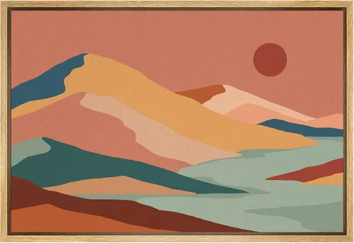 Vista 38 de SIGNFORD Impresión en Lienzo Enmarcado Arte de Pared Luna de Medianoche Cactus Desierto Duna Naturaleza Vida Silvestre Ilustraciones Decorativas