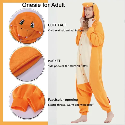 Vista 6 de SWEETXIN Pijama unisex para adultos y niños, para Halloween, Navidad, ropa de dormir, traje de cosplay para mujeres y hombres