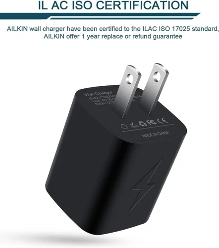 Vista 3 de Enchufe de cargador de pared, cubo de cargador USB, adaptador USB de 2 Negro