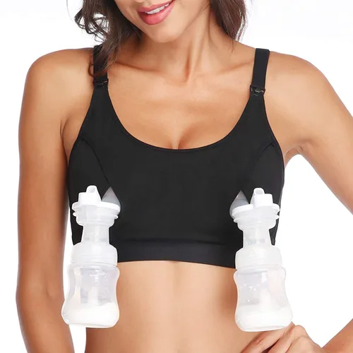 Vista 8 de Lupantte Brasier de extracción manos libres, cómodo brasier de extractor de leche con almohadillas, brasier de lactancia ajustable para bombeo. Se